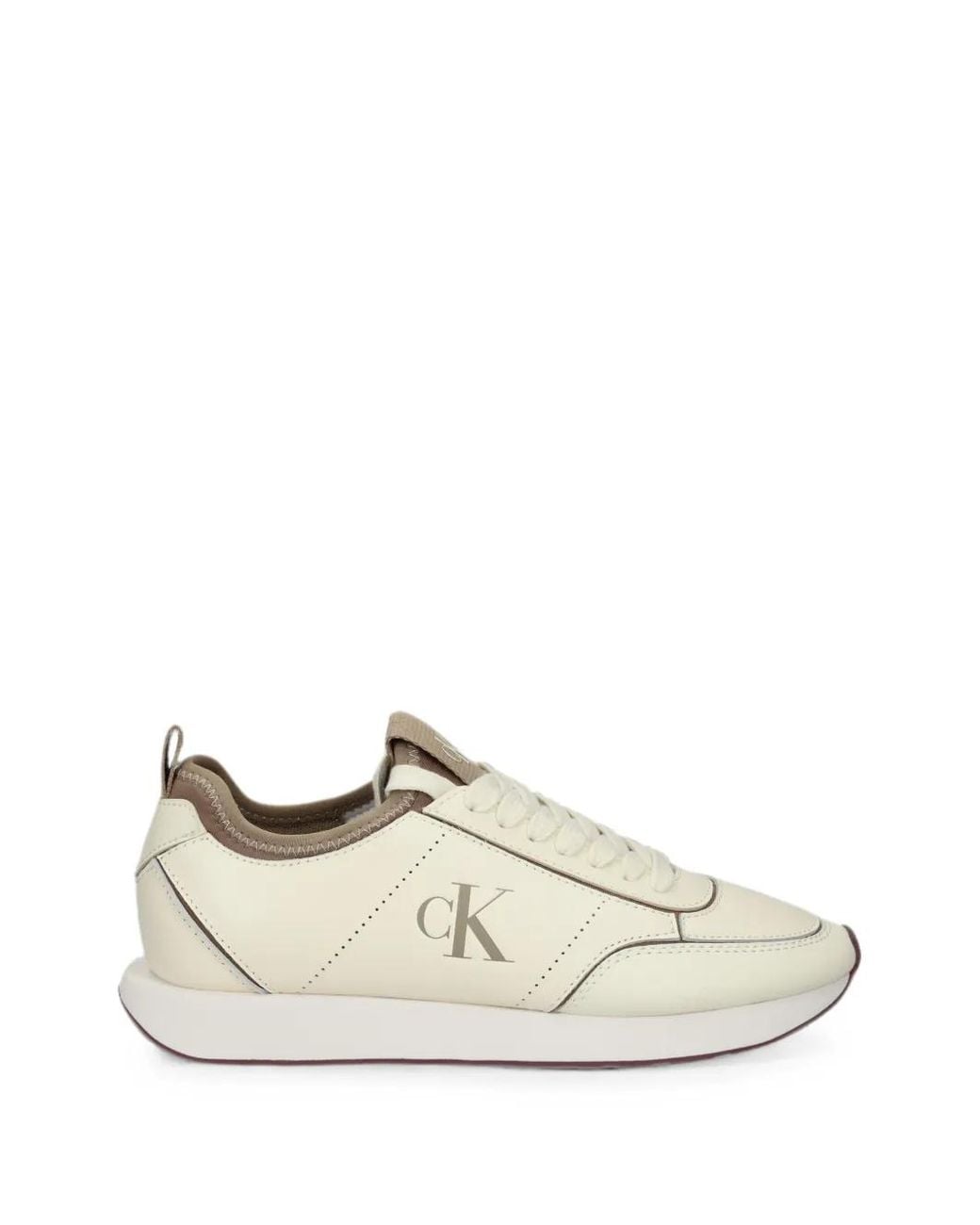 Calvin Klein White Logo-Print Panelled Sneakers