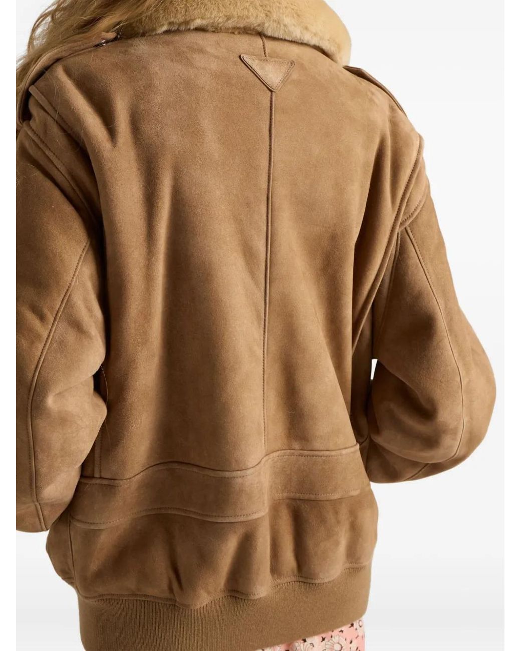 Prada Jack Met Opgestikte Zak En Lammy Kraag in het Brown