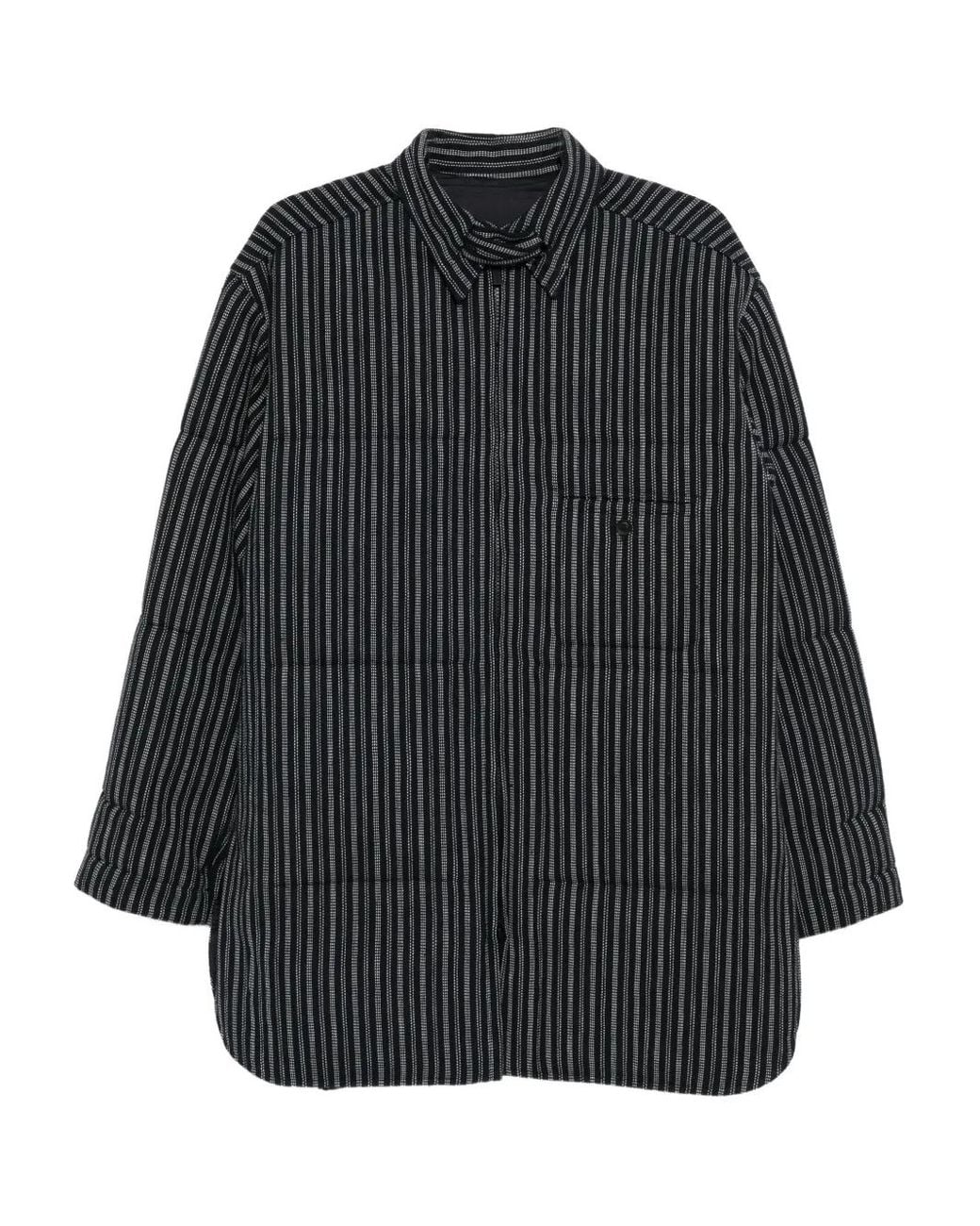 Yohji Yamamoto Black Stripe-Printed Coat for men