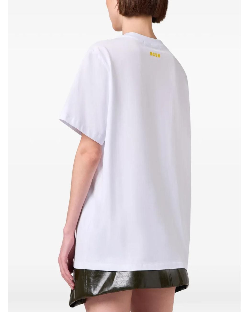 Camiseta Con Eslogan Estampado MSGM de color White