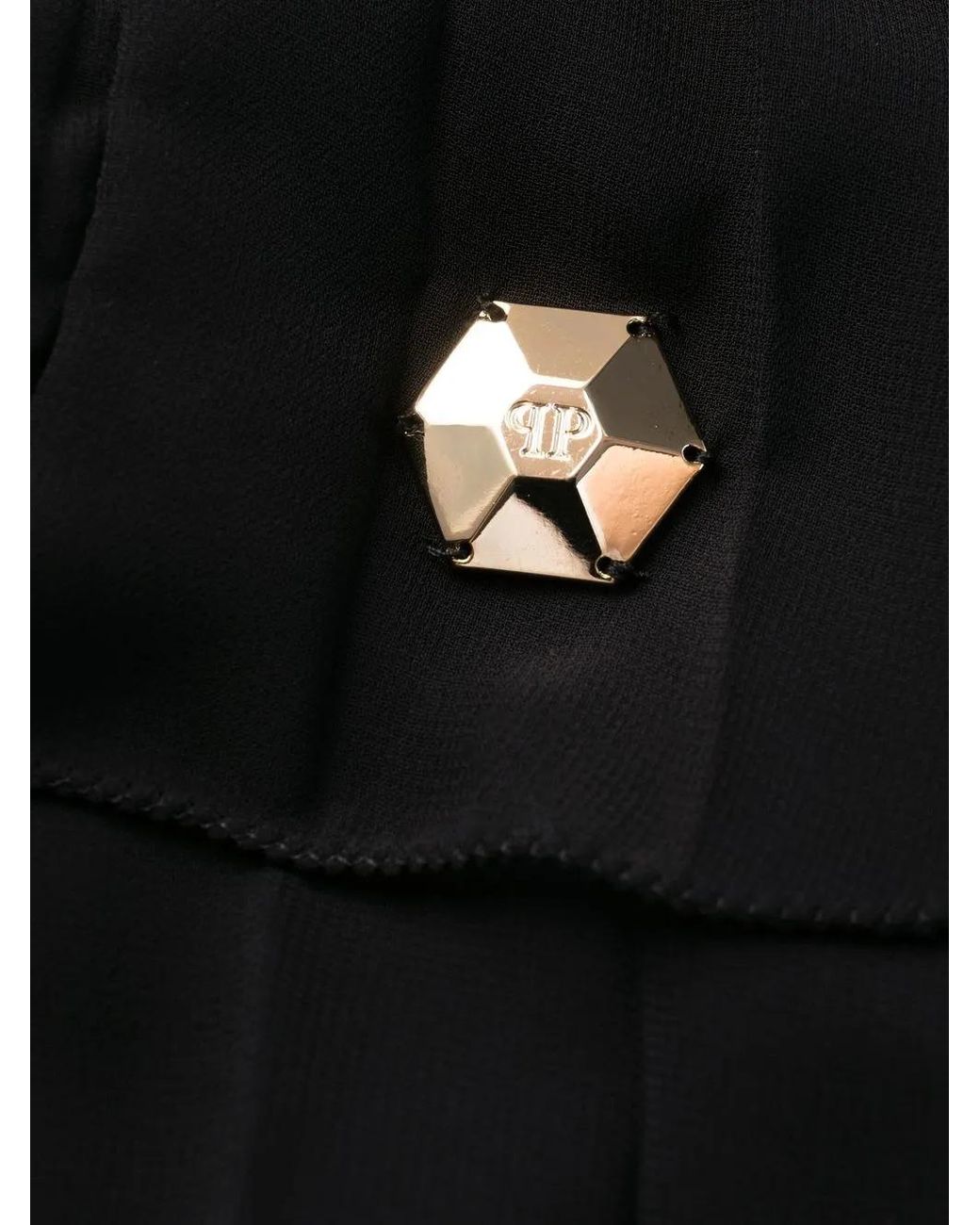 Philipp Plein Black Pleated Shift Dress