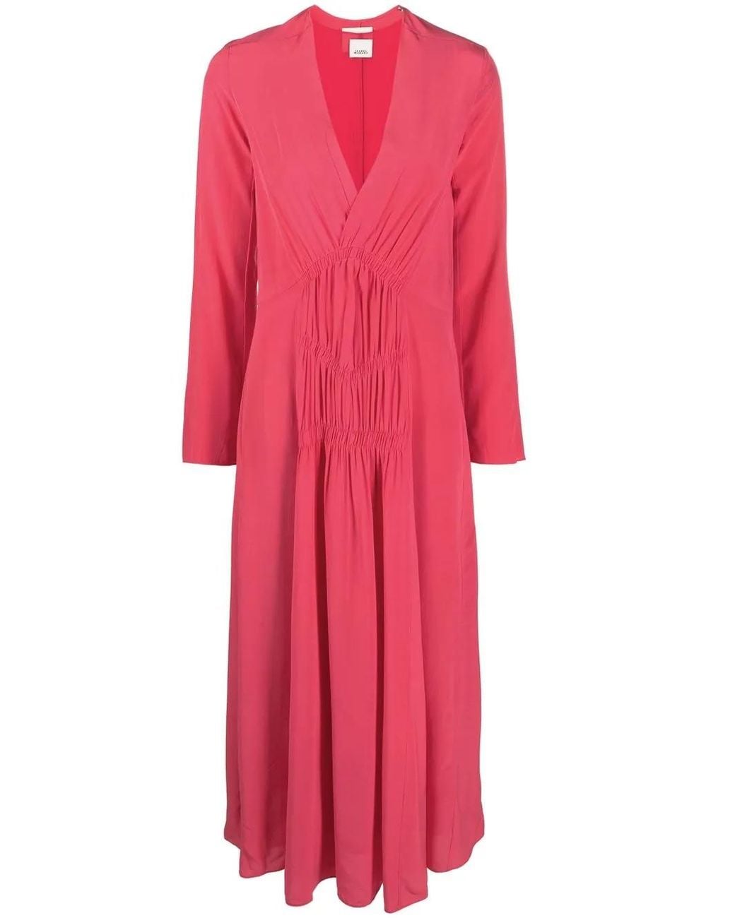 Isabel Marant Red Nemalia Ruched Midi Dress
