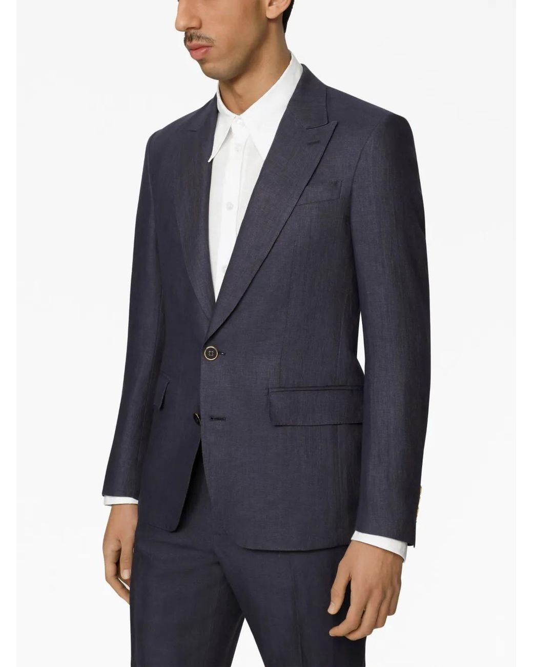 Dolce & Gabbana Blue Linen Sicilia-Fit Jacket for men