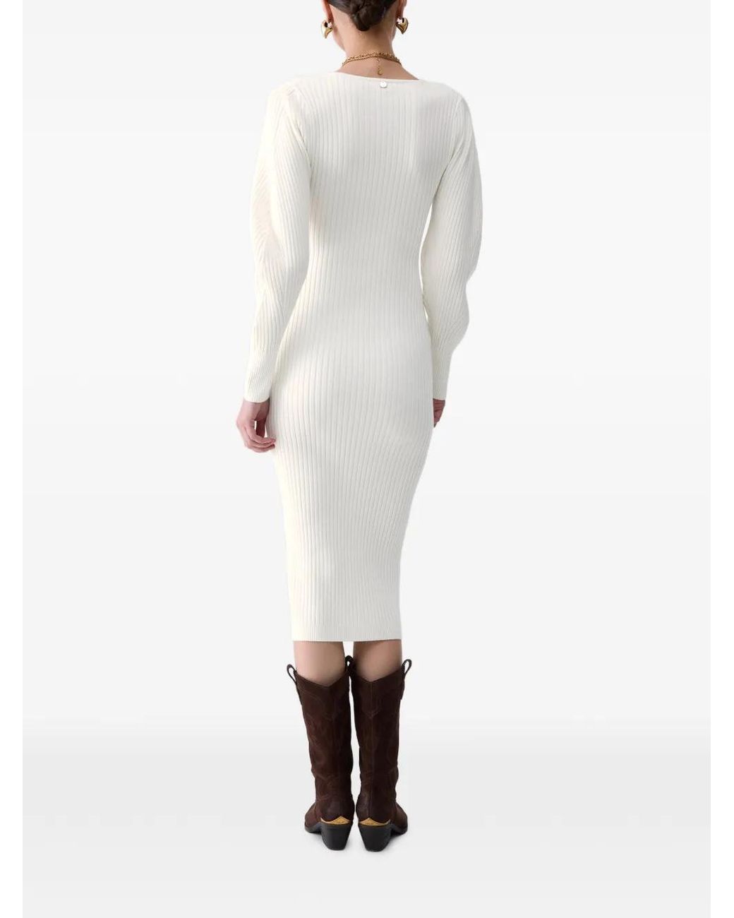 Liu Jo White Robe En Maille À Manches Amples