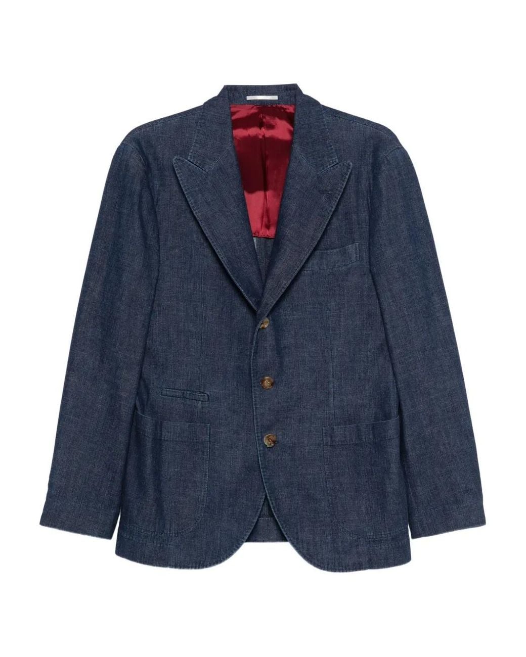 Brunello Cucinelli Denim Single Breasted Jacke in Blue für Herren