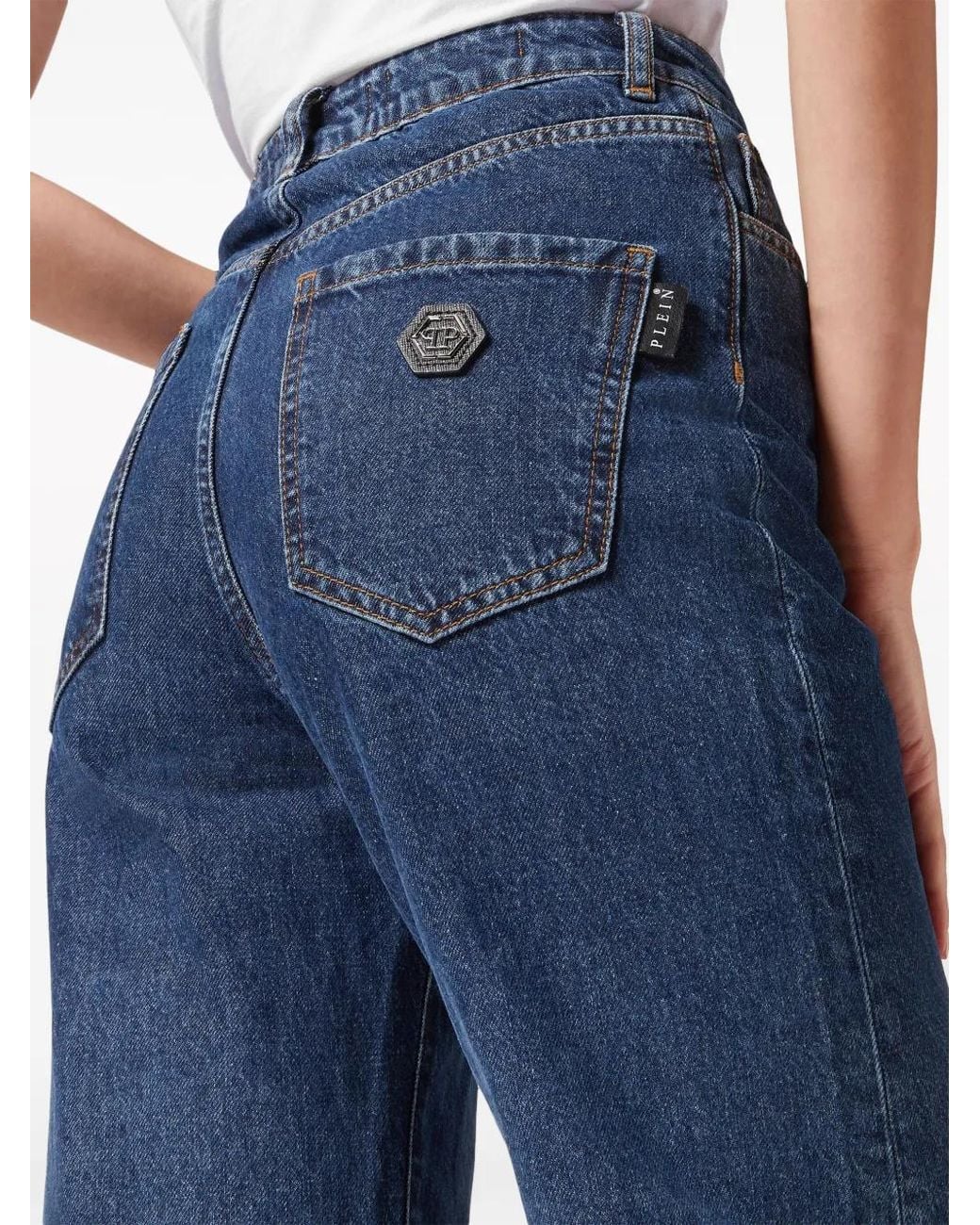 Philipp Plein Blue Gradient-Effect High-Rise Jeans