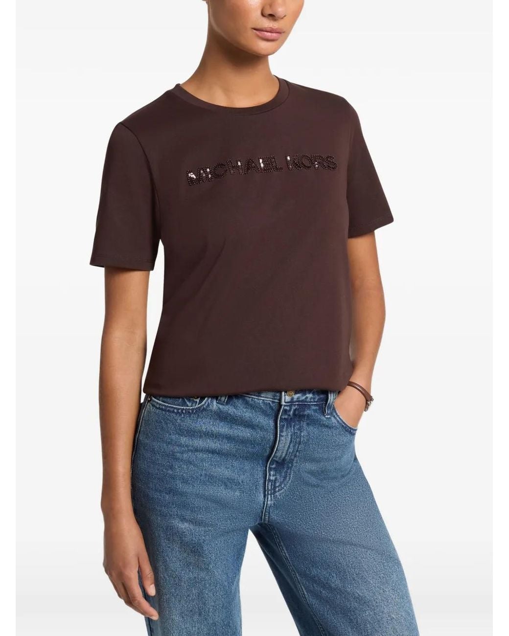 Michael Kors Black Embellished Logo T-Shirt