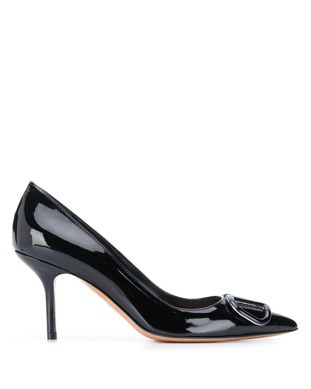 Valentino Garavani Leather Vlogo Appliqué Stiletto Pumps in Black - Save 34% - Lyst