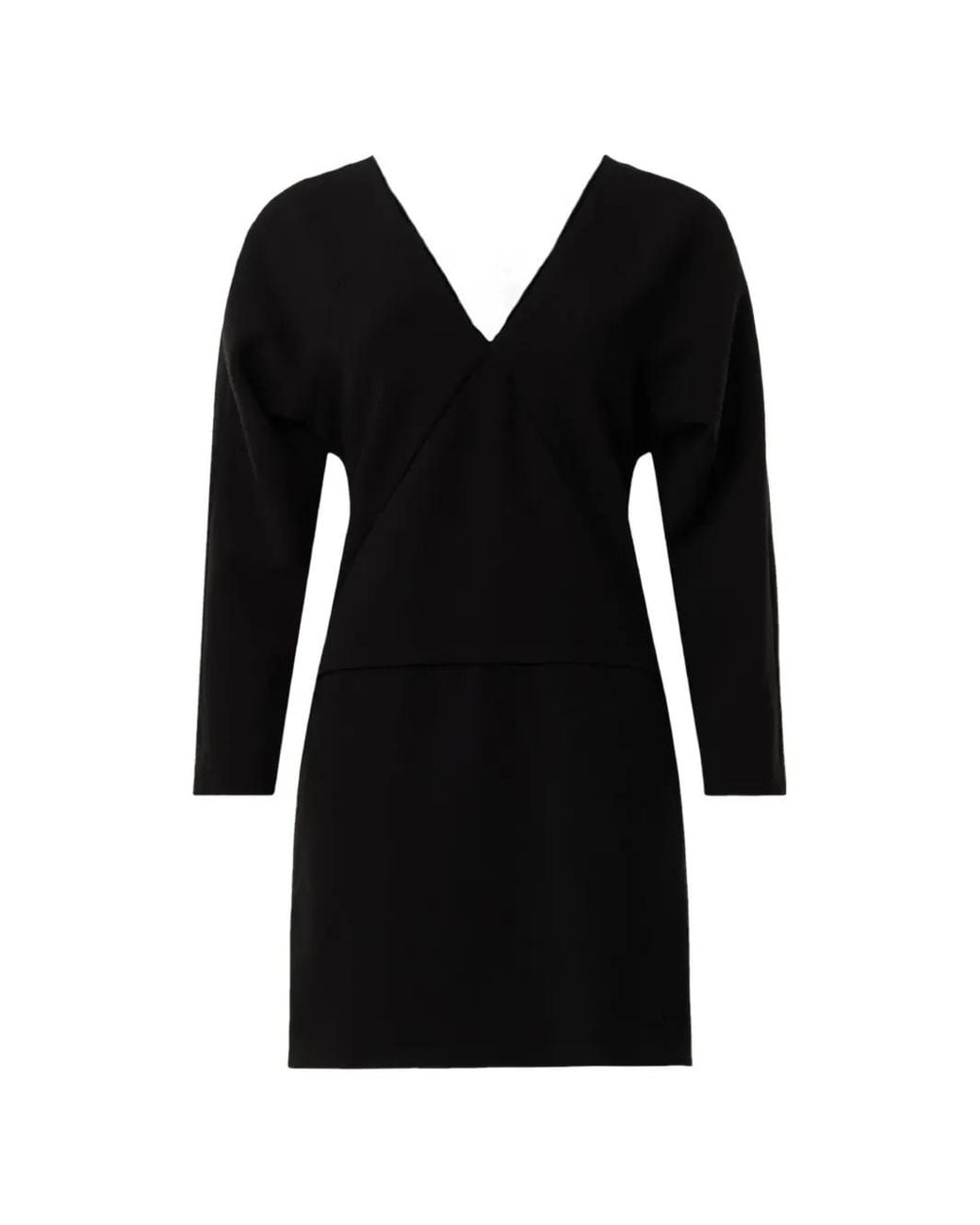 Another Tomorrow Black Dolman-Sleeve Drop-Waist Dress