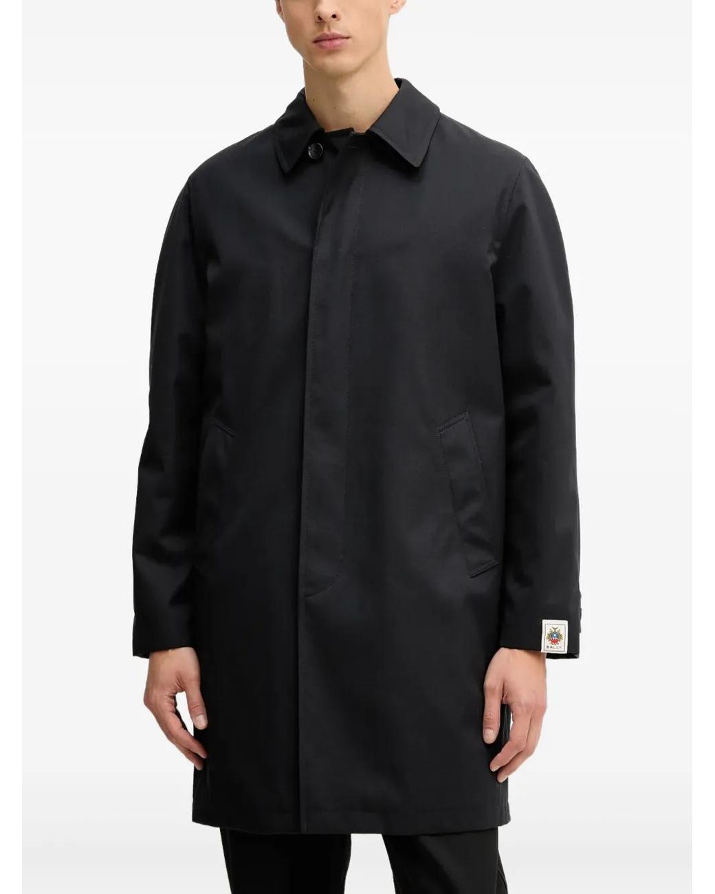 Bally Black Logo-Patch Coat for men