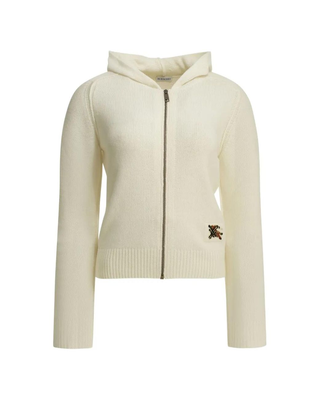 Burberry White Jillian Zip-Up Hooded Hoodie