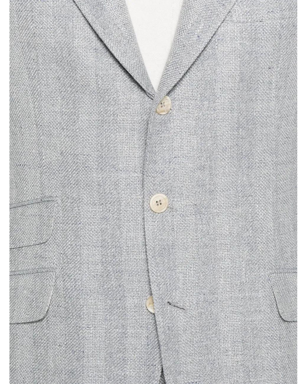 Brunello Cucinelli Gray Single-Breasted Blazer for men
