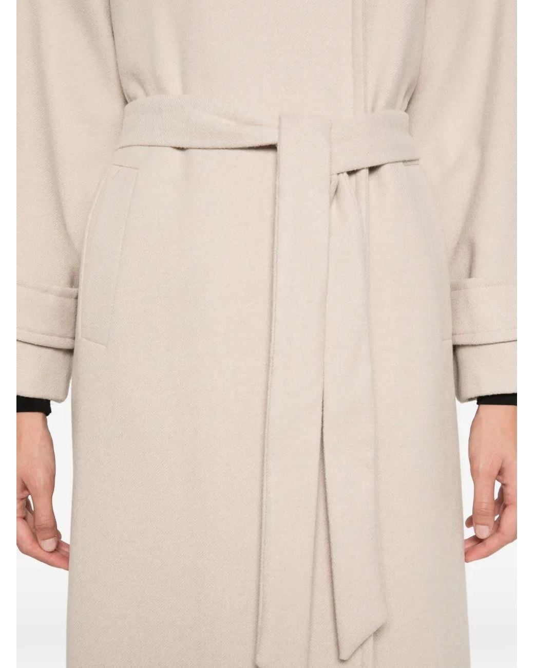 VELA SHOP White Belted Button-Up Coat