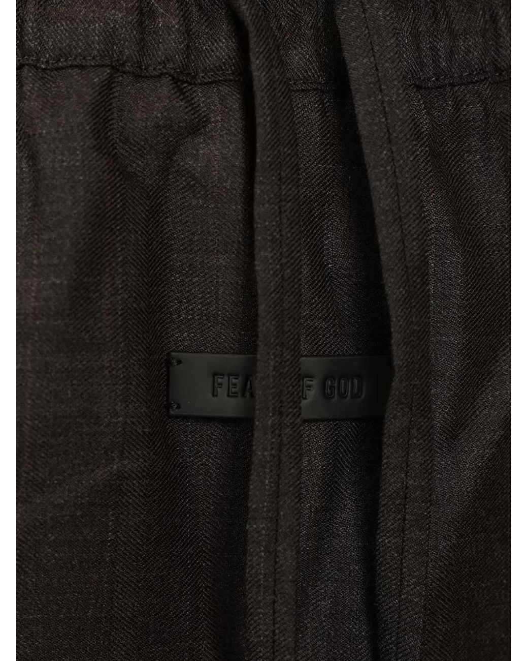 Fear Of God Black Striped Wool Wide Leg Drawstring Trousers for men