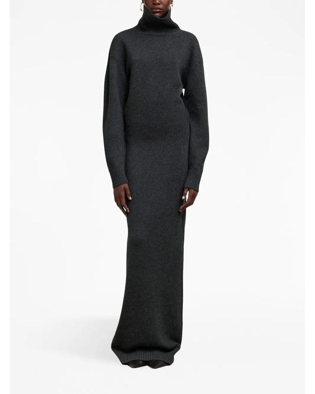 AMI Blue Elbow-Patch Knitted Maxi Dress
