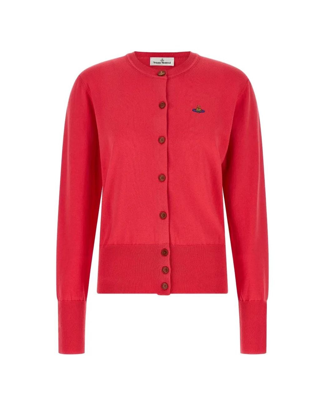 Vivienne Westwood Red Cardigan Bea À Motif Orb Brodé