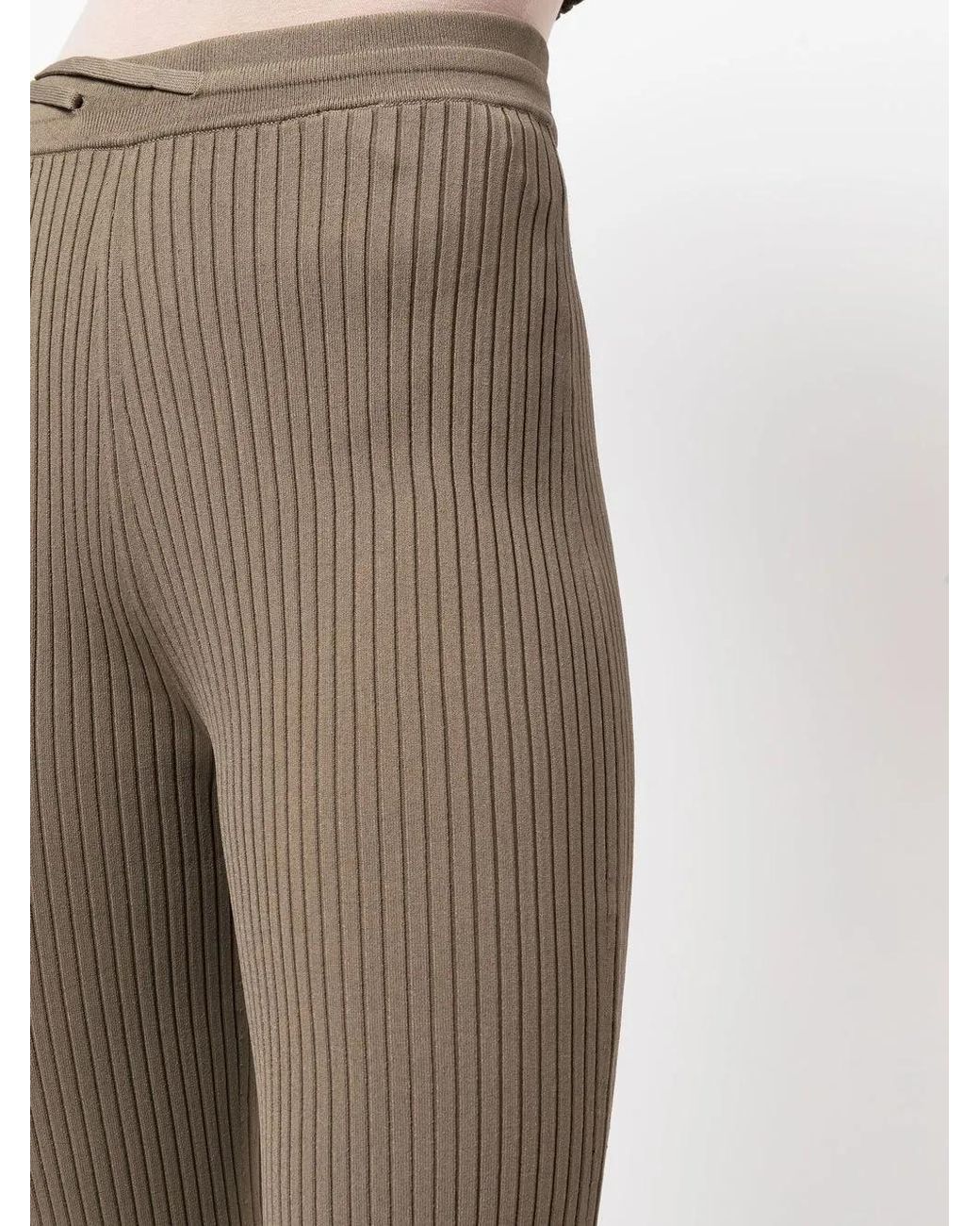 Nanushka Gray Ribbed Knitted Cropped Trousers