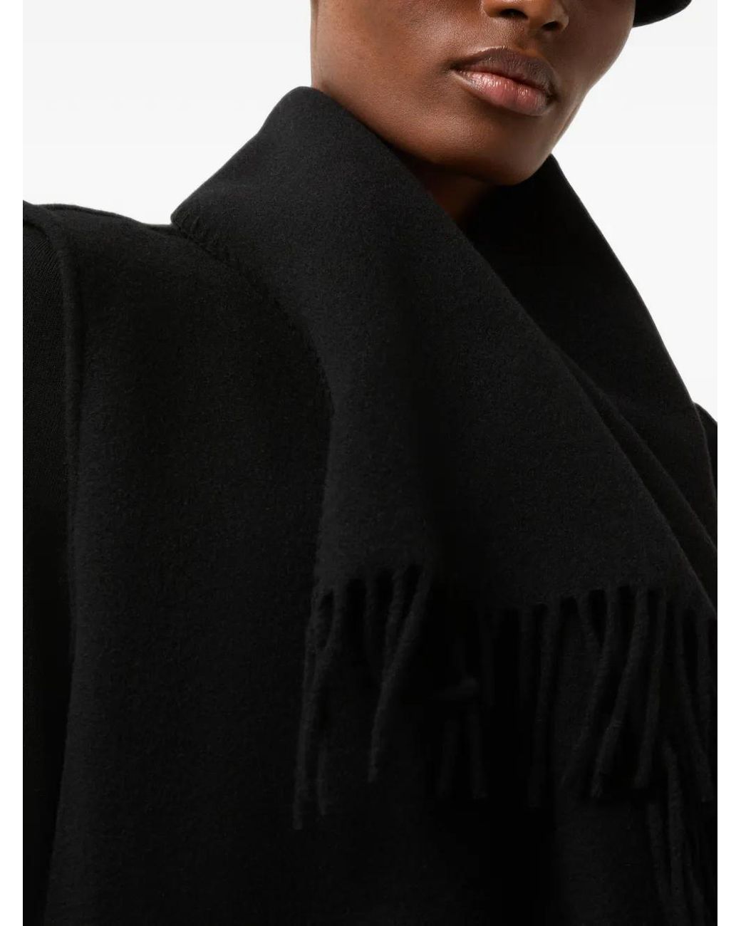Bogner Black Noah Fringe-Trim Poncho