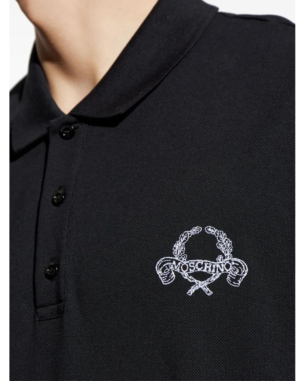 Moschino Black Cotton Polo Shirt for men