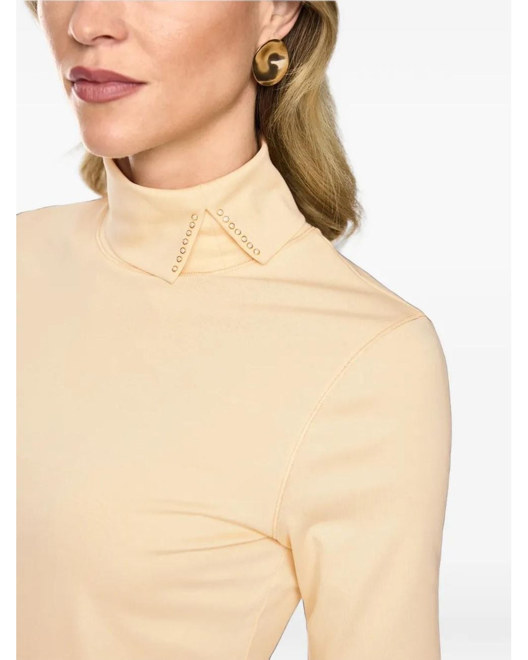Marc Cain Natural Embellished High-Neck Top