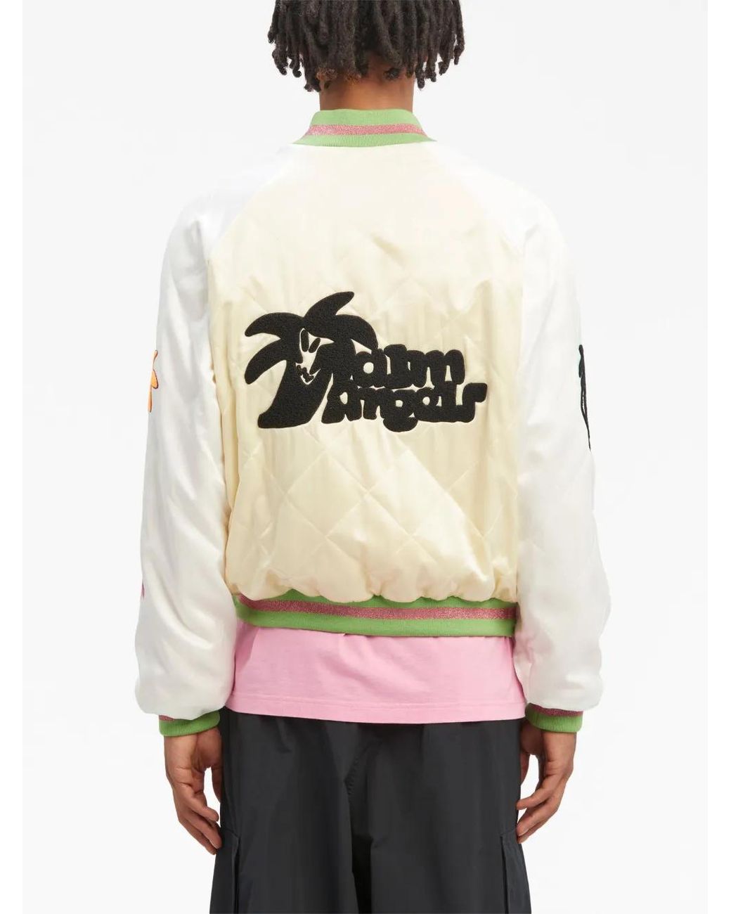 Palm Angels Natural Palmity Quilted Bomber Jacket