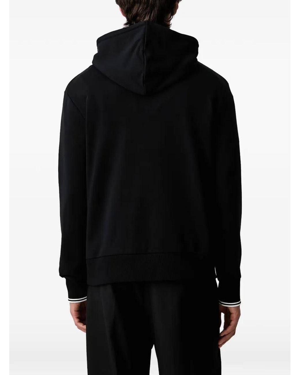 Fred Perry Black Logo-Embroidered Hoodie for men