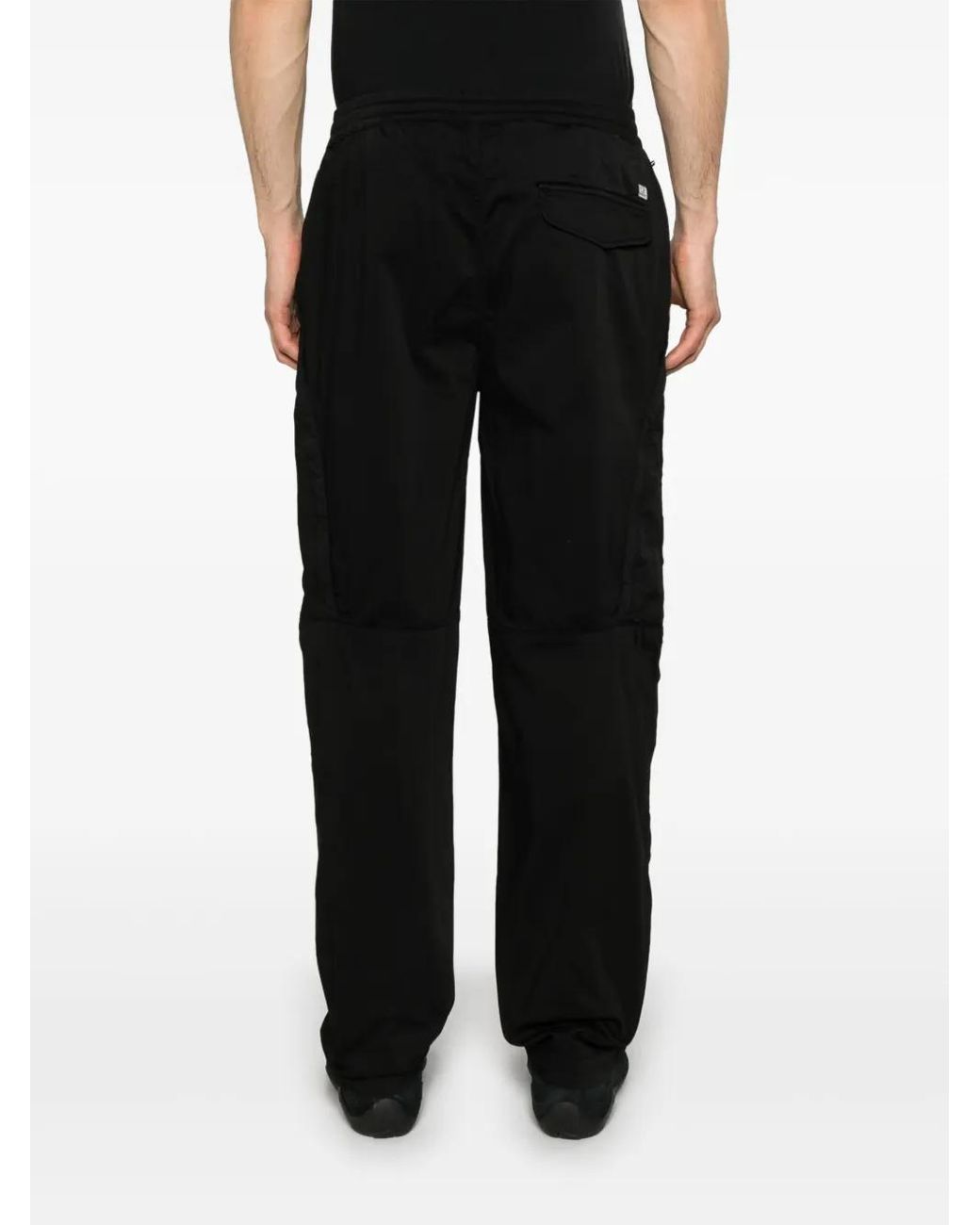 C P Company Black Contemporary Trousers With Elasticated Waistband And Zip Pockets for men