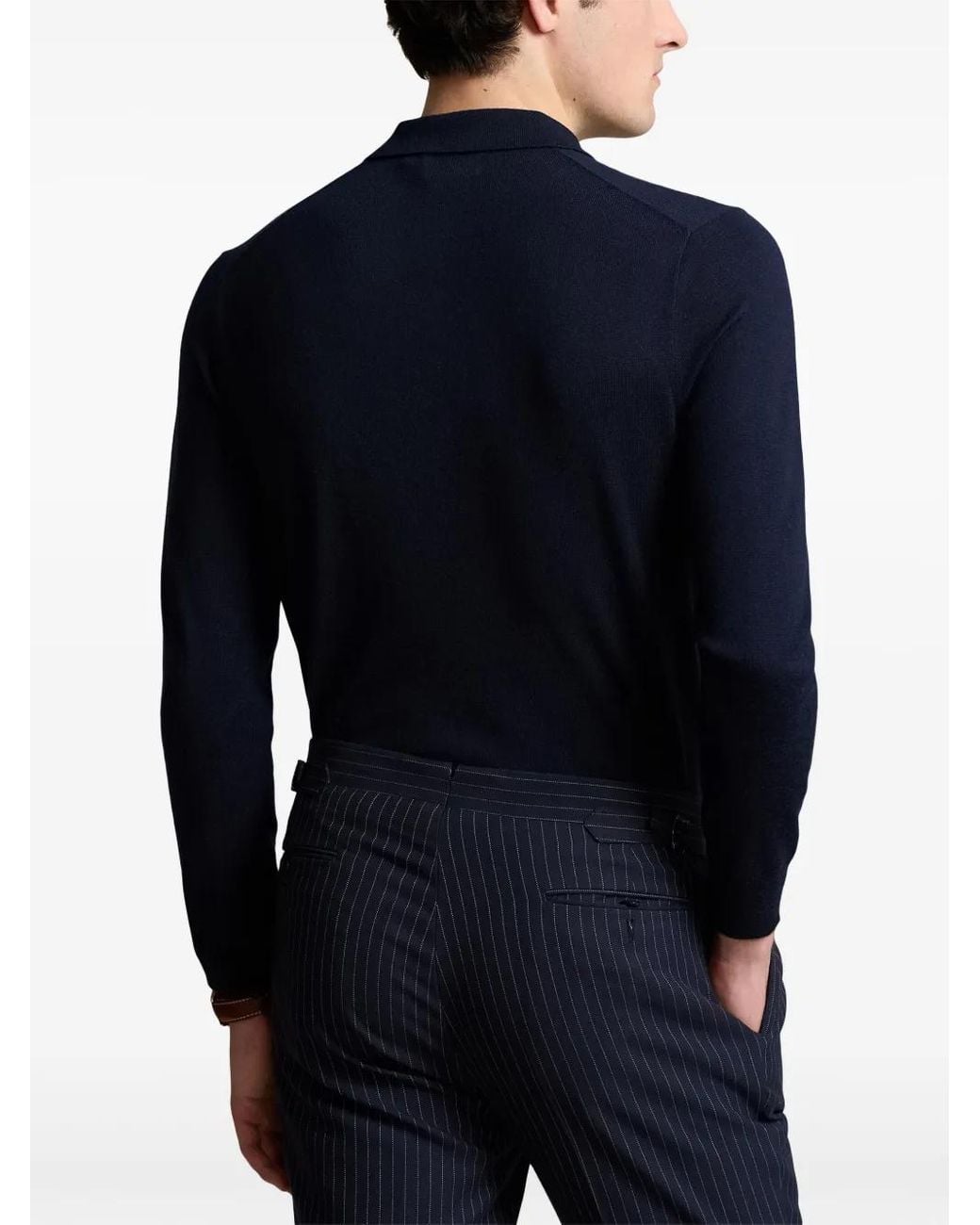 Polo Ralph Lauren Blue Tailored Wool Pullover With Classic Polo Collar for men