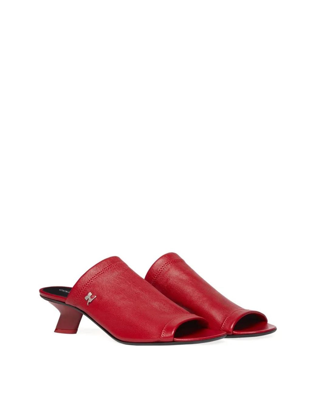 Courreges Red Wet Stretch Mules