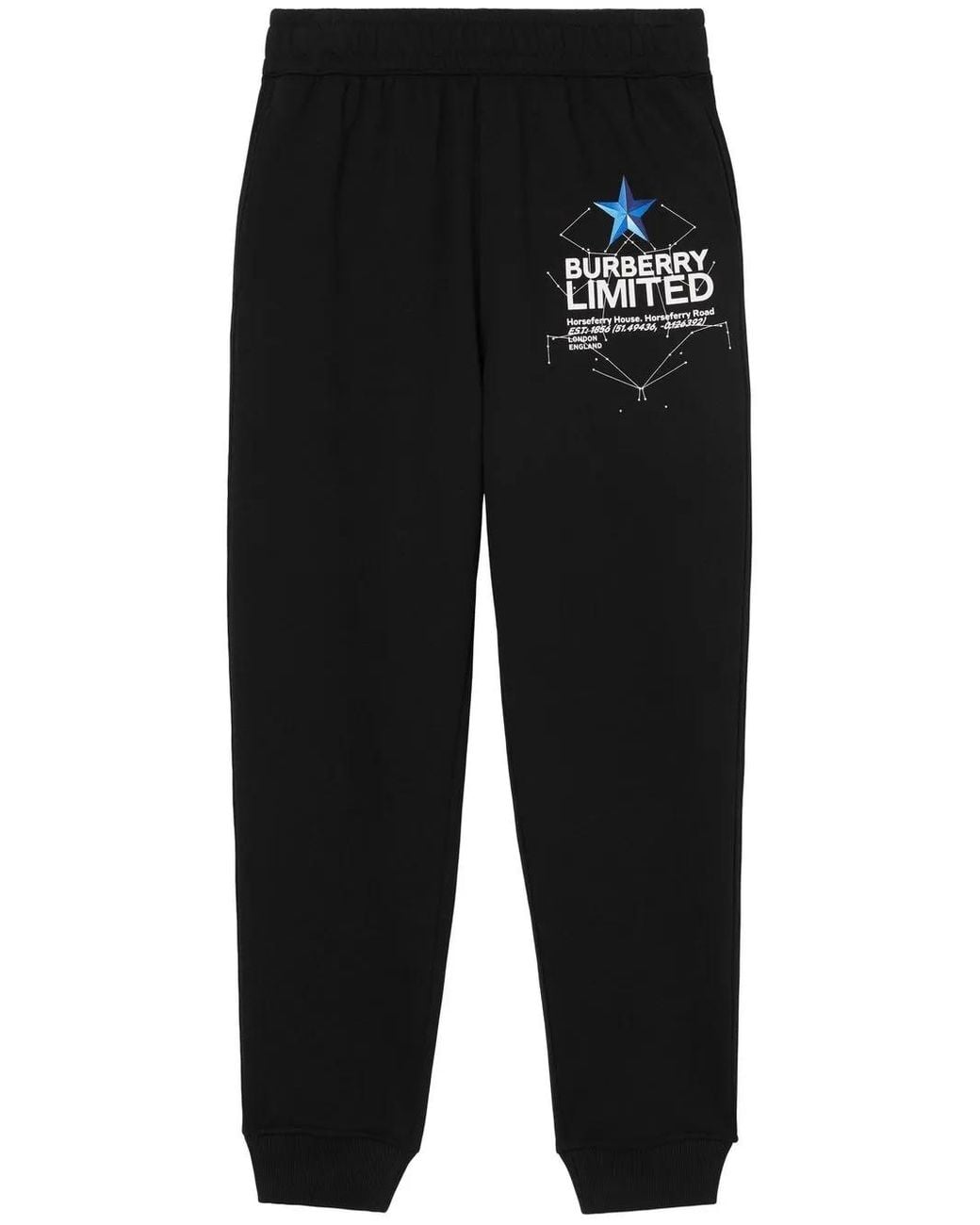 Burberry Black Logo-Print Cotton Track Pants