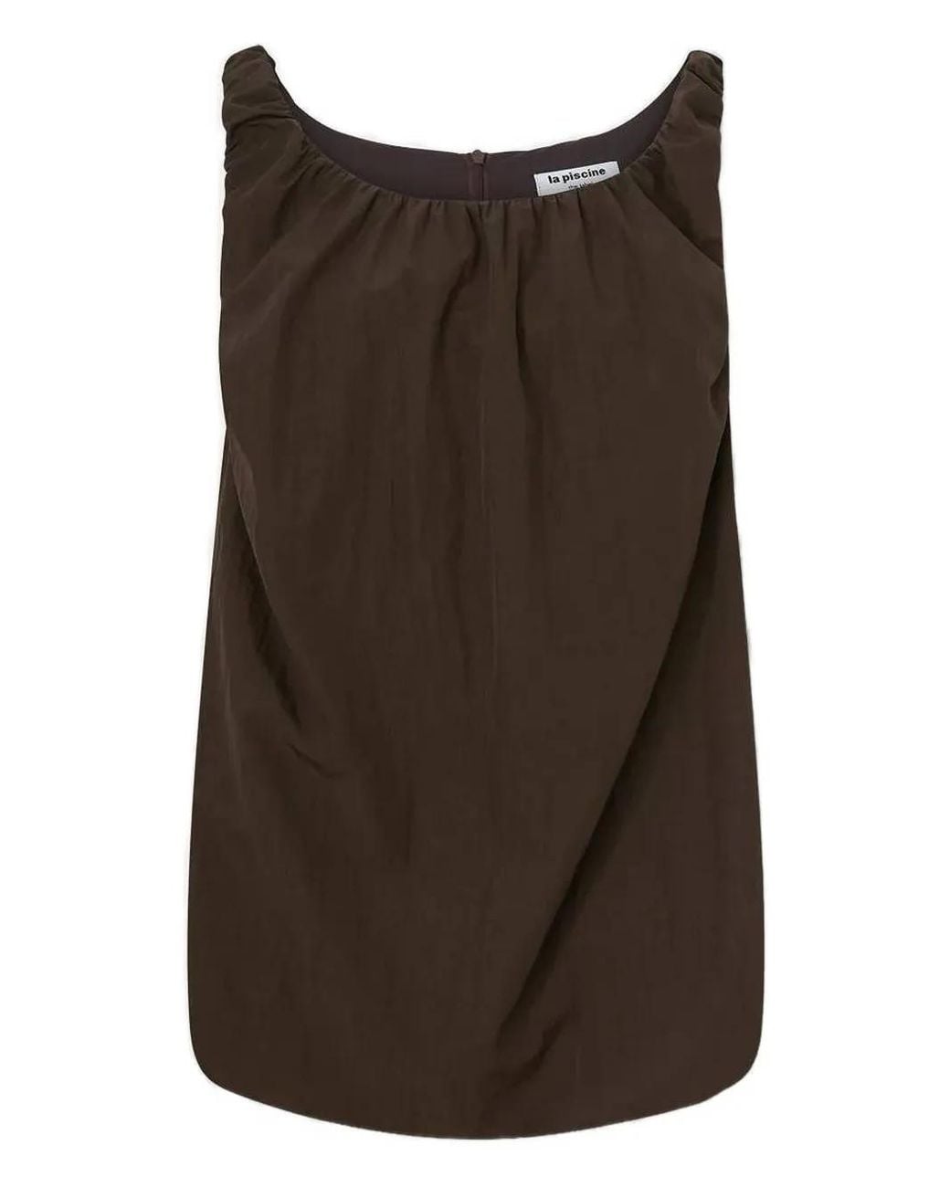 LA PISCINE Brown Gathered Mini Dress