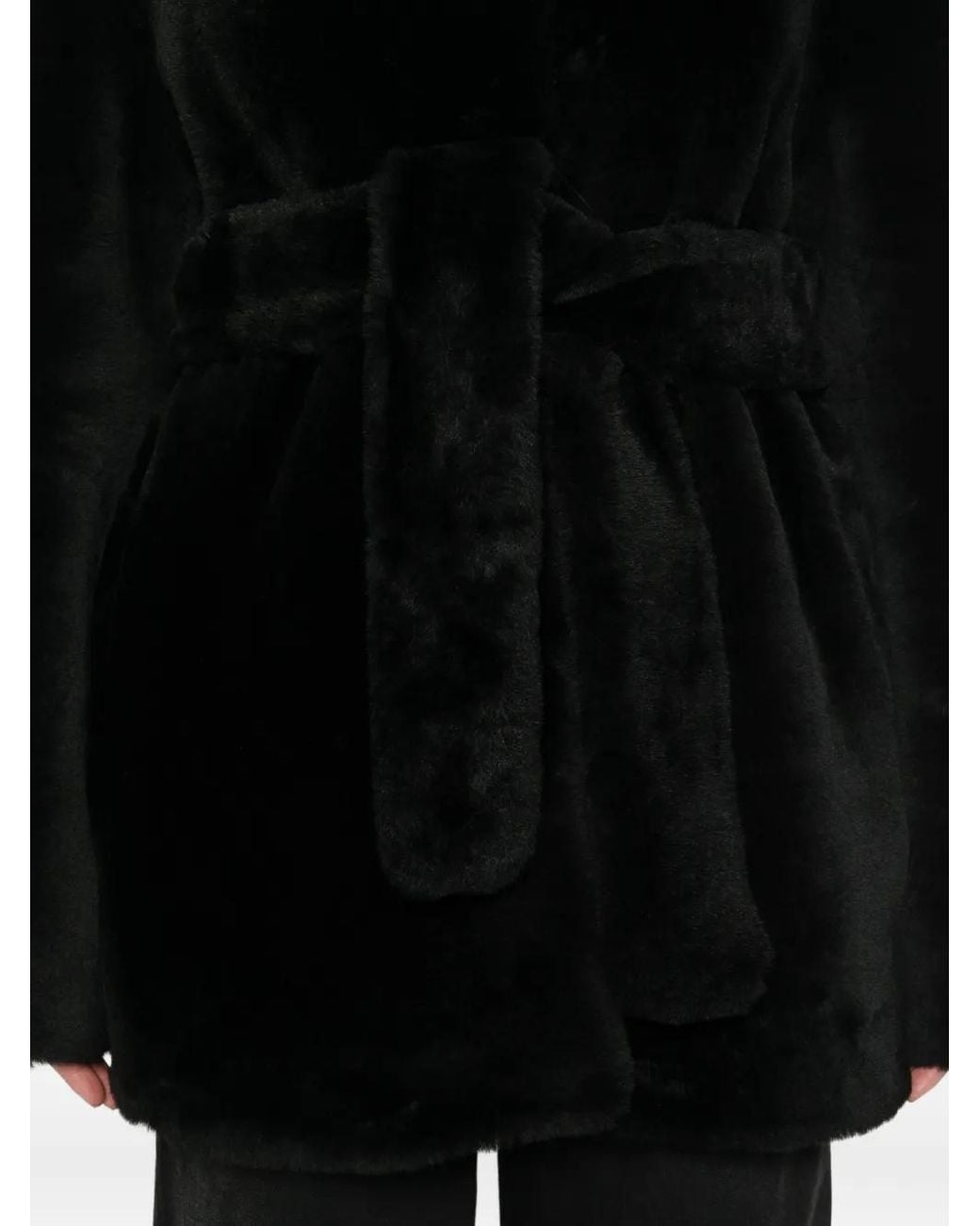 Totême  Black Belted Shearling Jacket