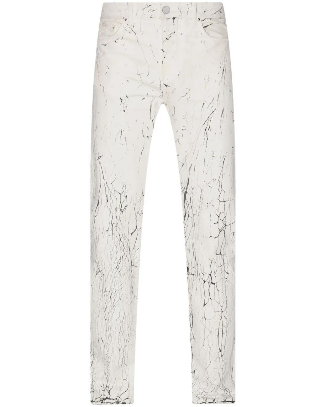 Amiri White Mud Crack Straight-Leg Jeans for men