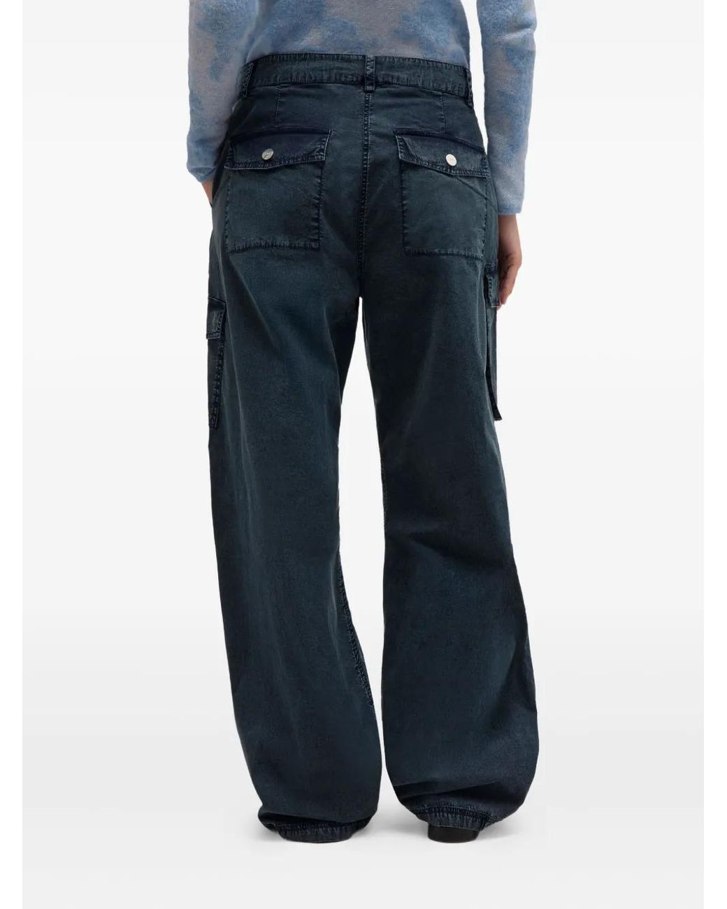 Ganni Blue Cargo-Pockets Trousers