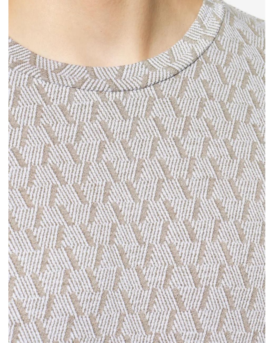 Giorgio Armani Gray Geometric-Patterned T-Shirt for men