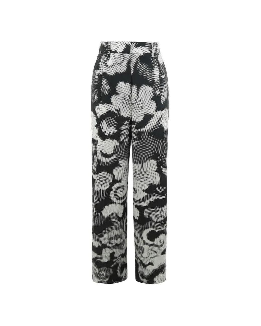 Essentiel Antwerp White Floral-Print Wide-Leg Trousers