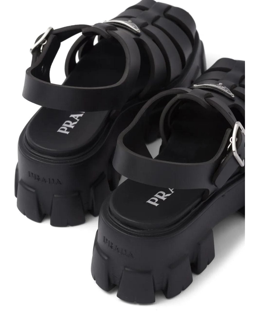 Prada Black Plateausandalen Monolith aus Gummi