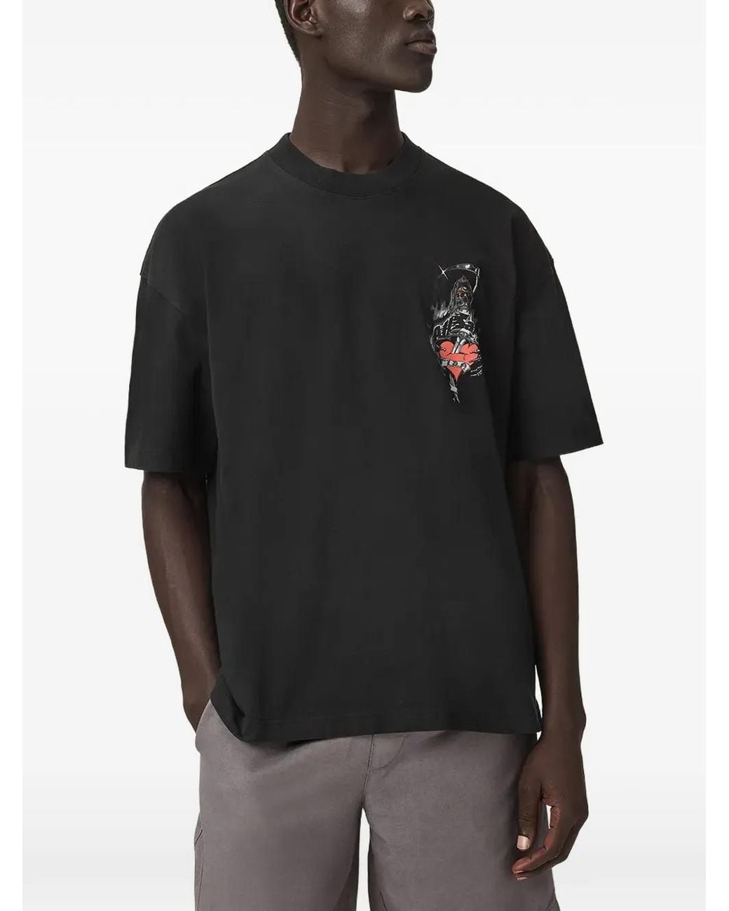 AllSaints Black Graphic-Print T-Shirt for men