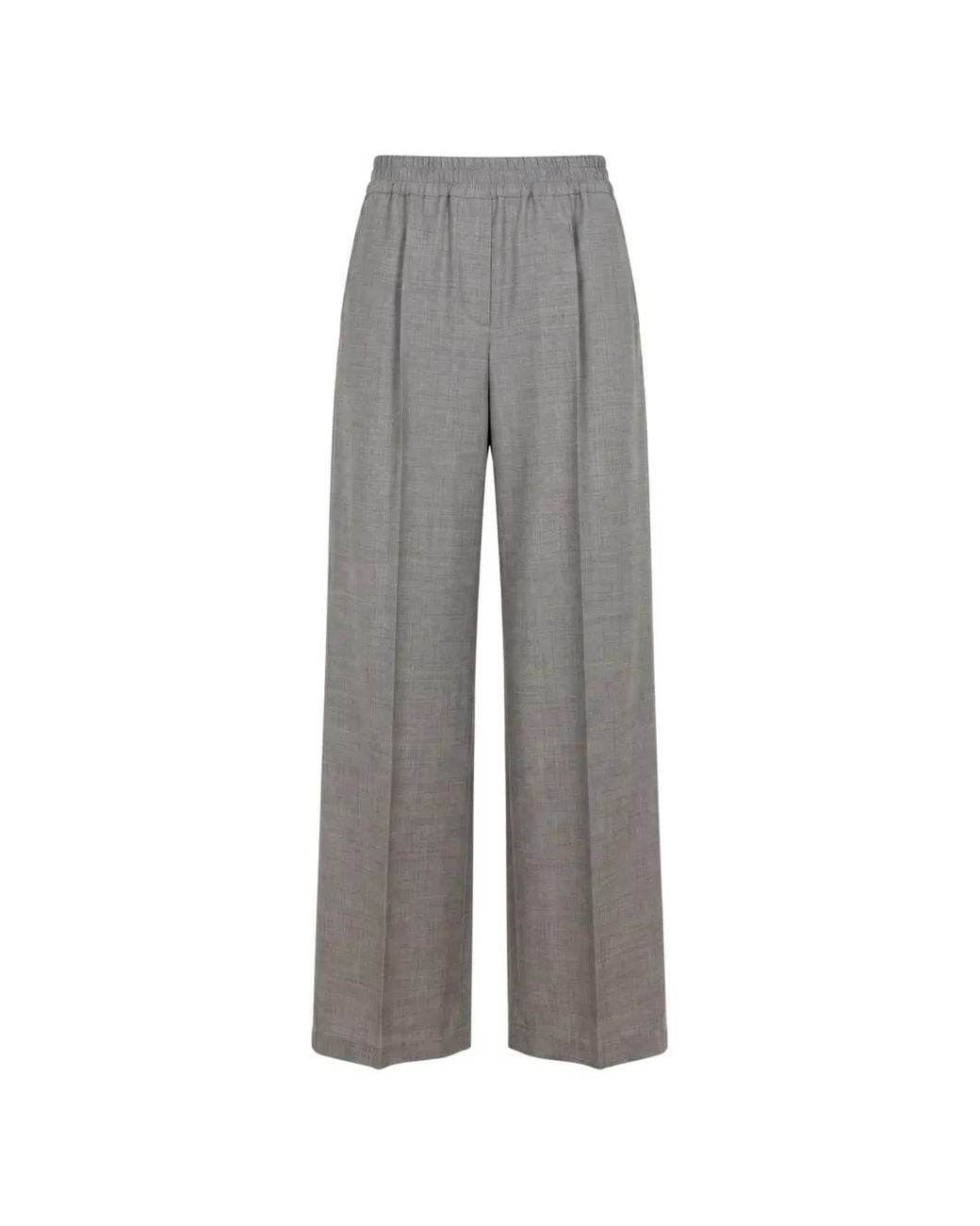 Brunello Cucinelli Gray Pleated Elasticated-Waist Trousers