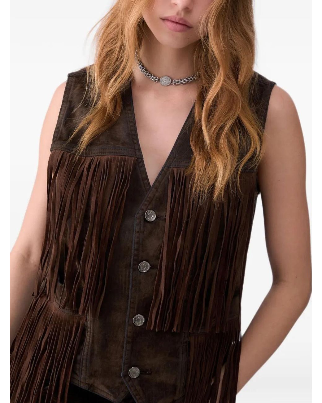 Liu Jo Brown Fringed Vest