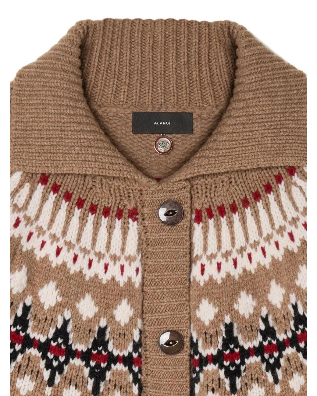 Alanui Brown Sweet Winter Fair-Isle Wool Cardigan