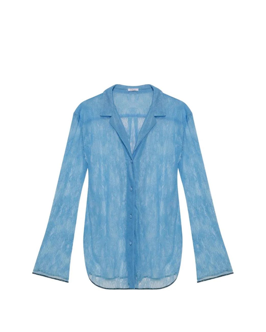 Oseree Blue Hemd Mit Blumenmuster