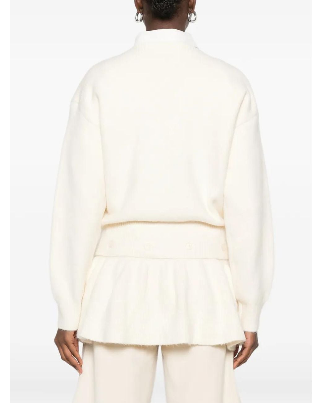 Source Unknown White Corinth Peplum-Details Sweater