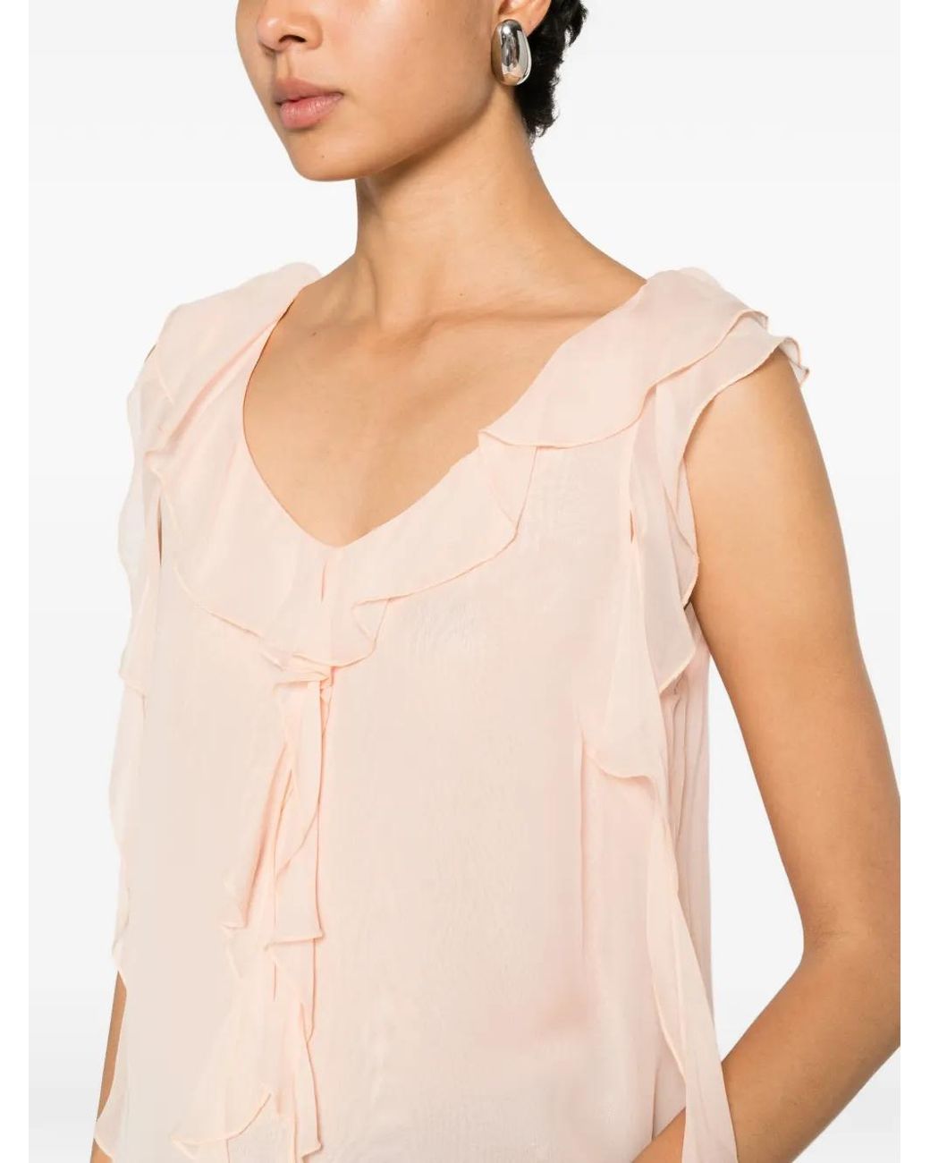 Blugirl Blumarine Pink Ruffled Tiered Blouse
