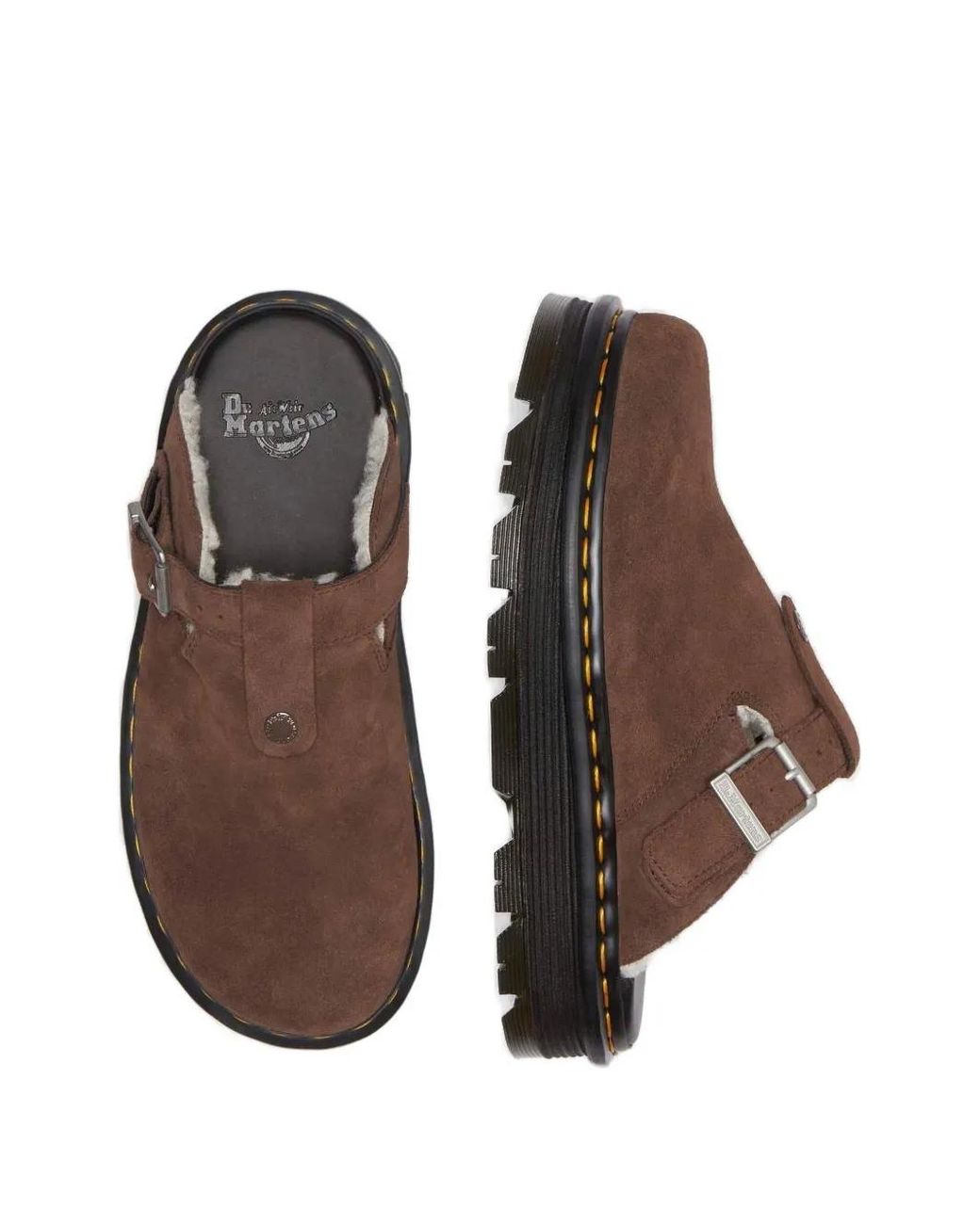 Dr. Martens Brown Mules Zebzag À Boucle