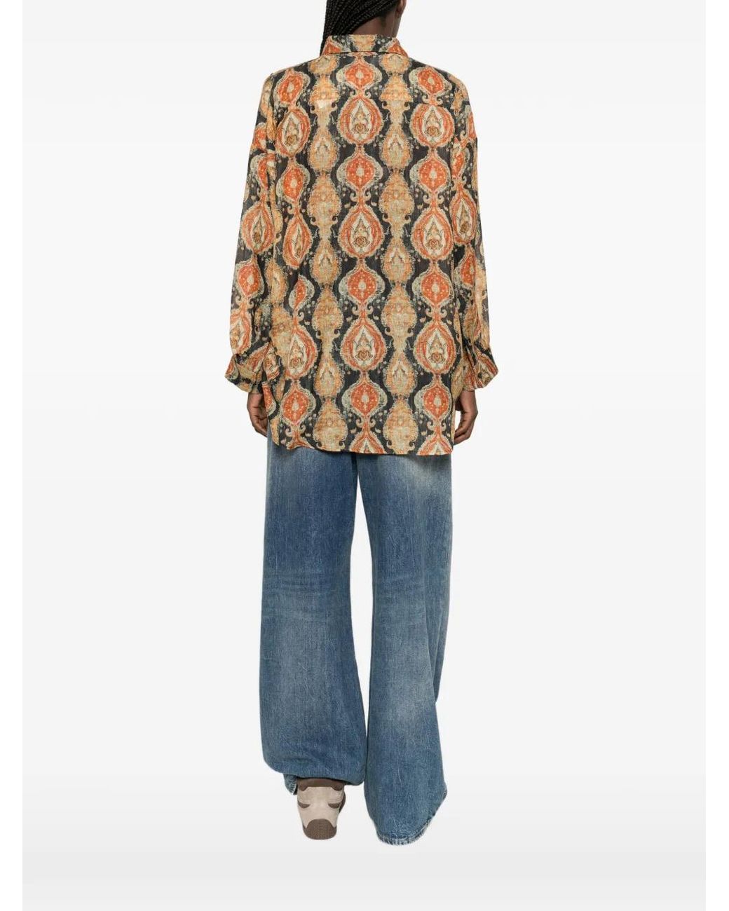 R13 Natural Paisley Collar Shirt