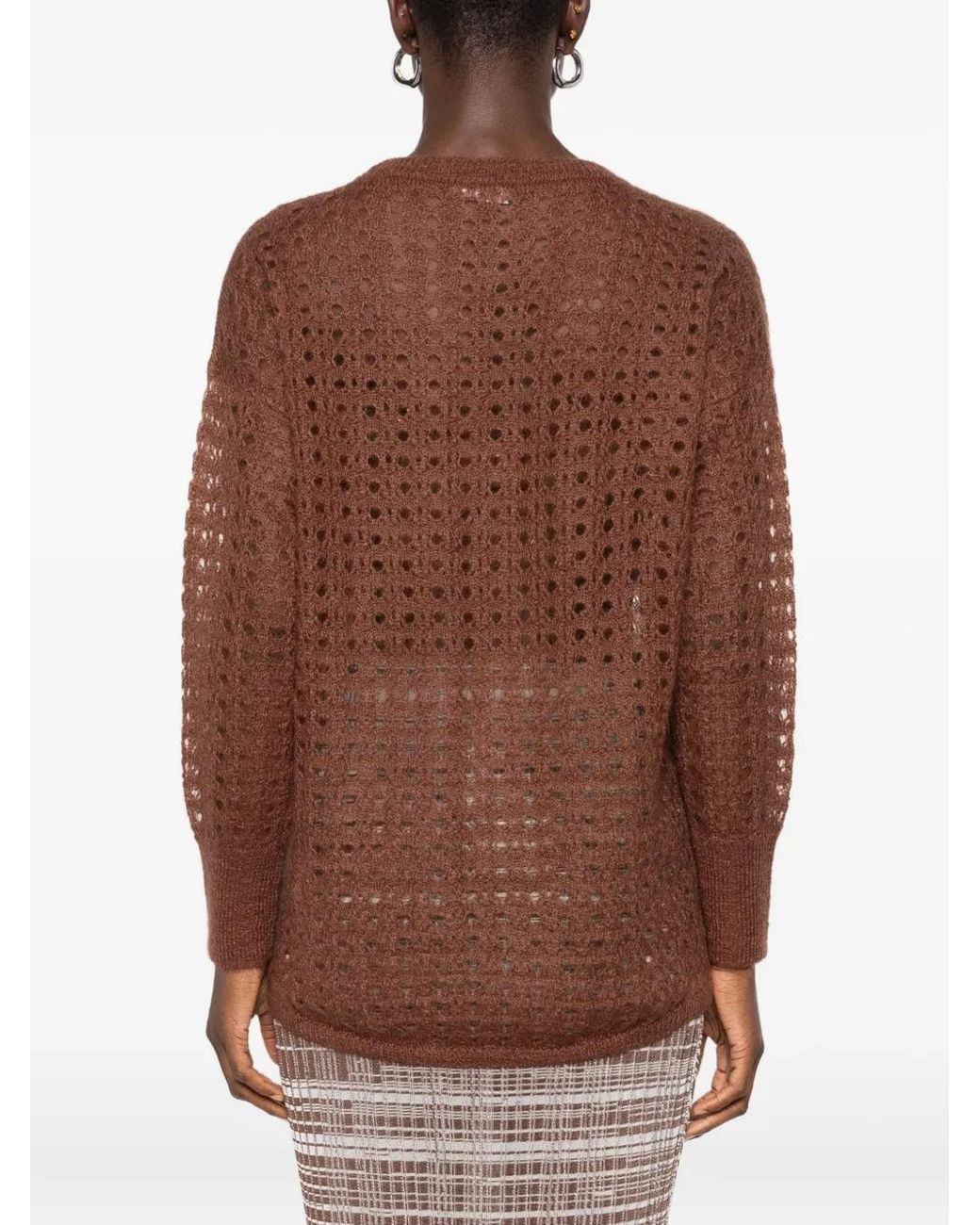 Fabiana Filippi Brown Open-Knit Sweater