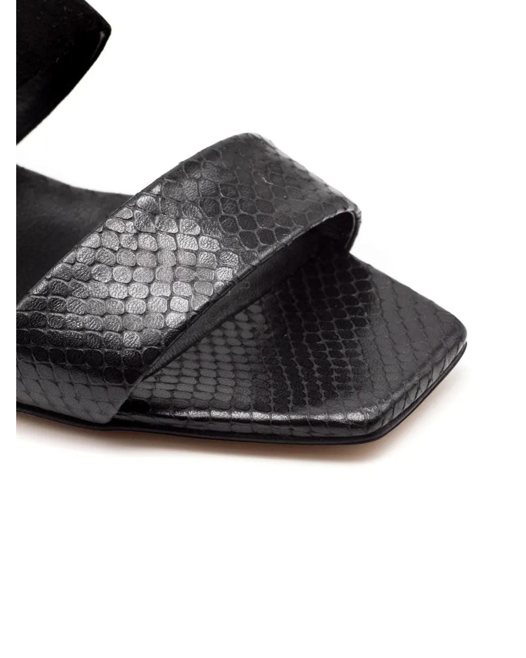 Mara Bini Black Snakeskin-Effect Strap Sandals