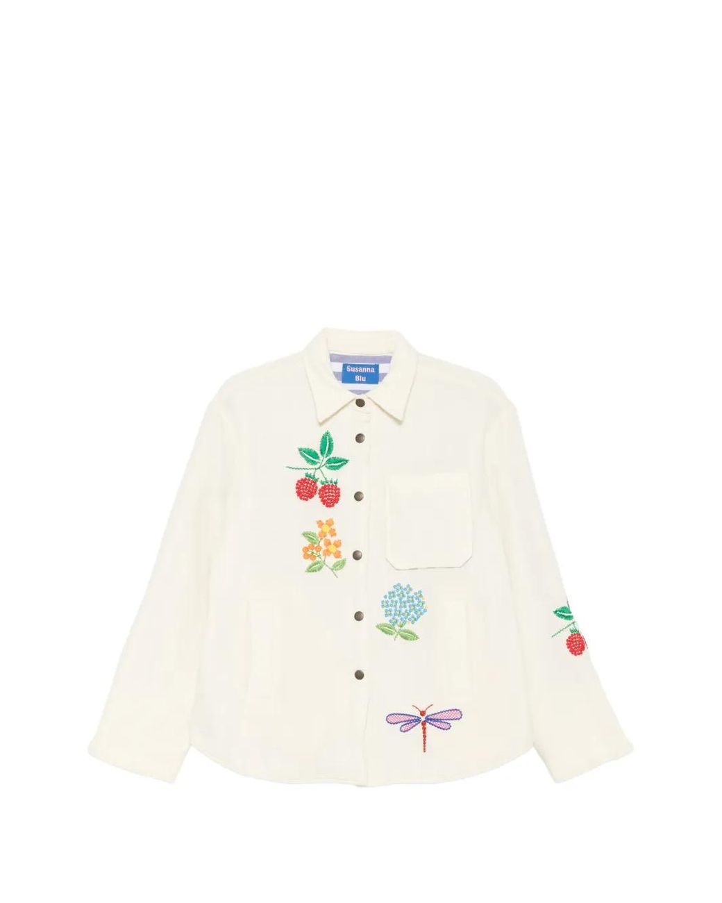 SUSANNA BLU White Crisantemo Button Jacket