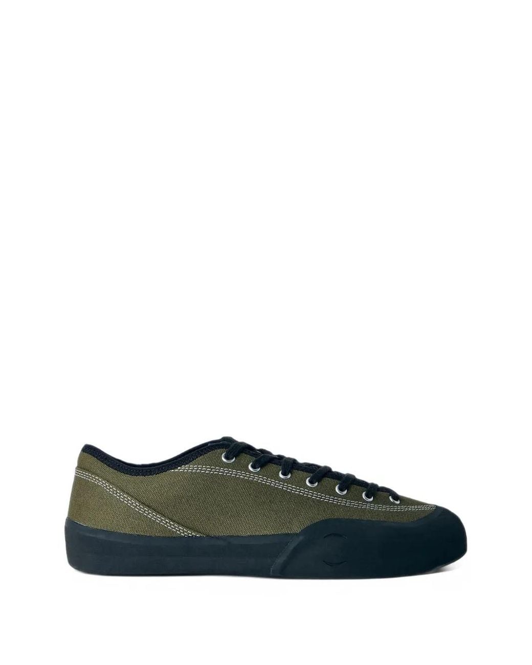 Village PM Green Canvas Rubber-Cap Sneakers for men